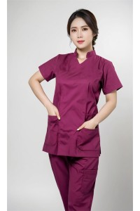 設計V領短袖護士服上衣    訂製繡花繡花章護士服上衣      護理制服    護士制服生產商    獸醫檢測   NU087